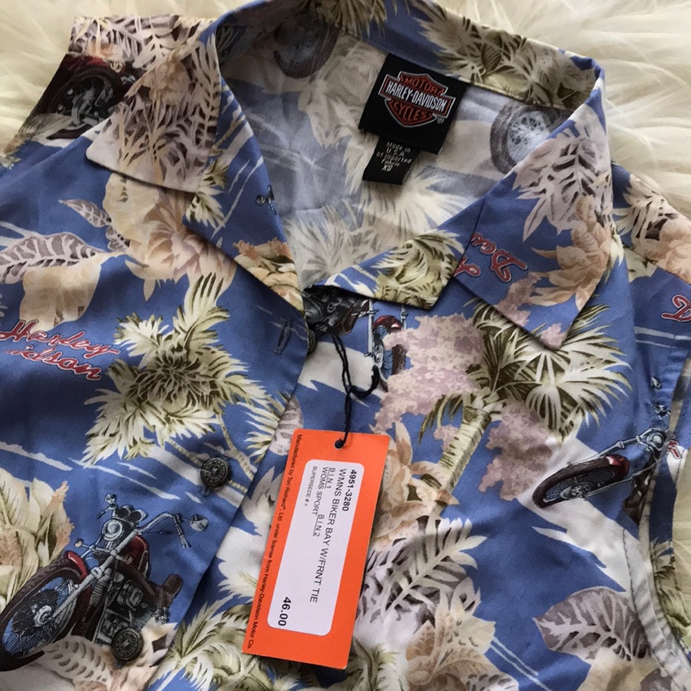 Harley Davidson Button Up W/ Front Tie - Picture 2 of 3